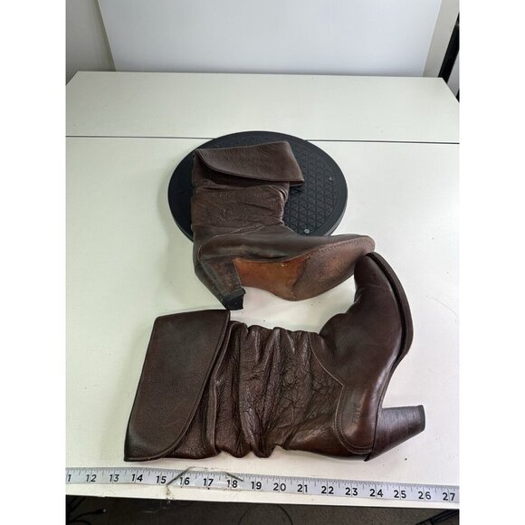 VTG Frye Dorado Slouch Boots Sz 6M 77580 Fold-Over Cuff Brown Leather Women’s - Picture 5 of 12
